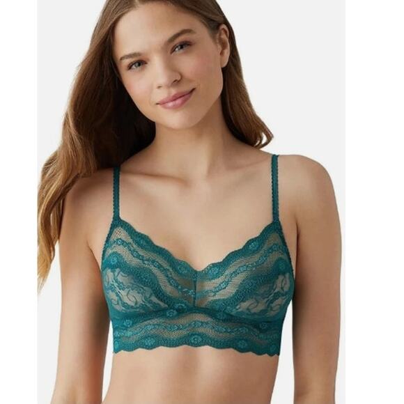 b.tempt'd by Wacoal NWT Small Green Spruced-Up Lace Kiss Unlined Bralette - Picture 1 of 7